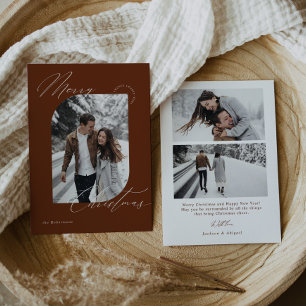 Simple Modern Script Typography Photo Christmas Holiday Card