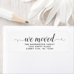 Simple Modern Script We moved New address Label Return Address Label