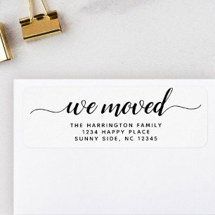 Simple Modern Script We moved New address Return Address Label
