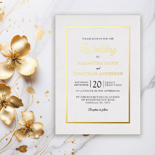 Simple Modern Script Wedding Gold Foil Invitation