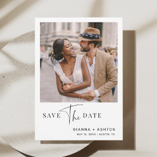Simple Modern Script Wedding Photo Save The Date