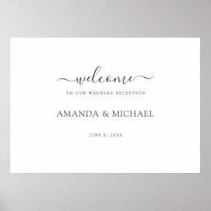 Simple Modern Script Wedding Reception Welcome Poster
