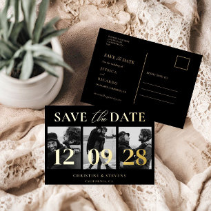 Simple Modern Script Wedding Save The Date Photo P Foil Invitation Postcard