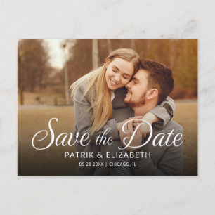 Simple Modern Script Wedding Save The Date Photo Postcard