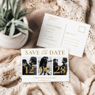 Simple Modern Script Wedding Save The Date Photo Postcard
