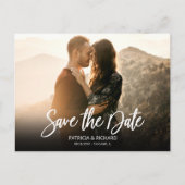 Simple Modern Script Wedding Save The Date Photo Postcard (Front)