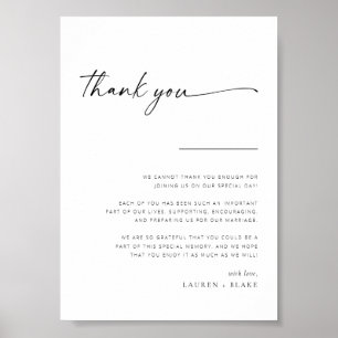 Simple Modern Script Wedding Thank You Sign