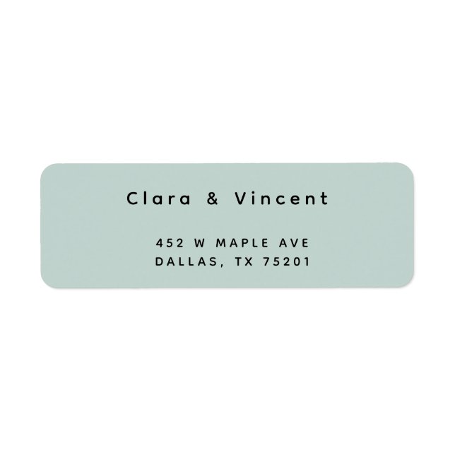 Simple Modern Sea Foam Return Address Label (Front)