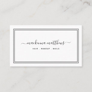Simple Modern Signature Script Hair Stylist Salon Business Card
