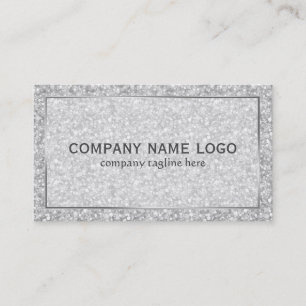 Simple Modern Silver Grey Glitter & Sparkles Business Card