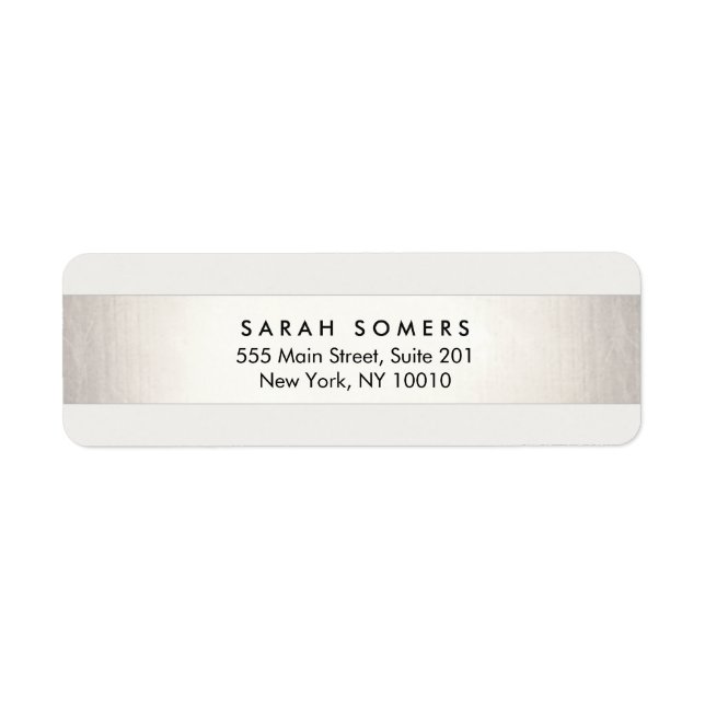Simple Modern Silver Striped Professional Return Address Label (Front)