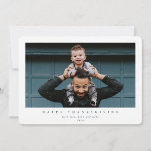 Simple Modern Single Photo Happy Thanksgiving Holiday Card