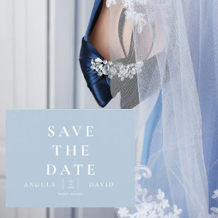 Simple Modern Sky Blue Wedding Save the Date Postcard