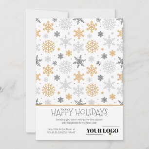 Simple Modern Snowflake Business Logo Holiday Card