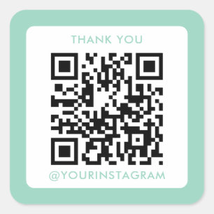 simple modern social media thank you qr code square sticker