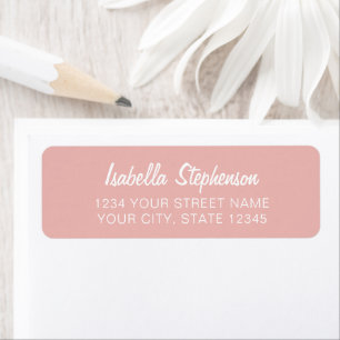 Simple Modern Soft Pink White Return Address  Return Address Label