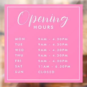 Simple Modern Store Opening Hours pink 