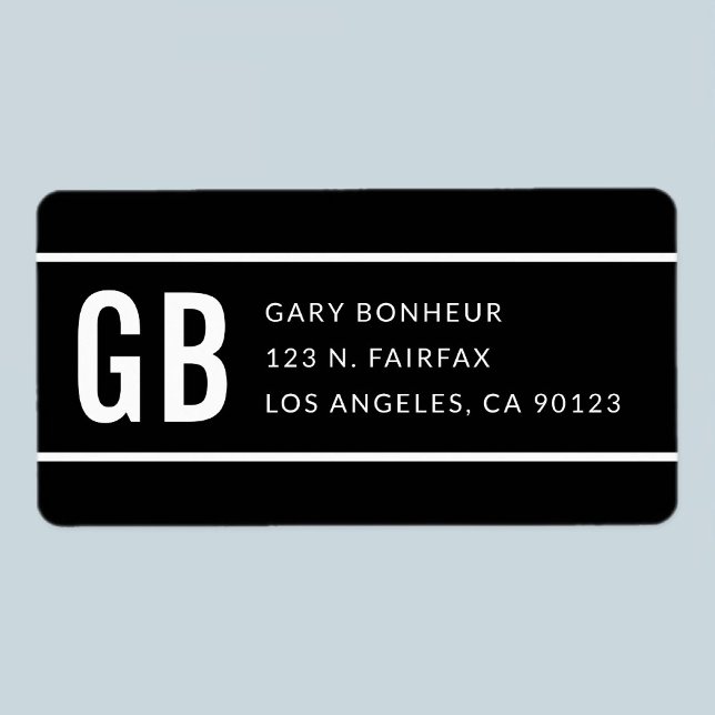 Simple Modern Striped Black & White Return Address Label (Creator Uploaded)