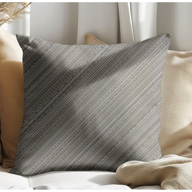 Simple Modern Stripes and Lines Brown Cushion (Creator Uploaded)