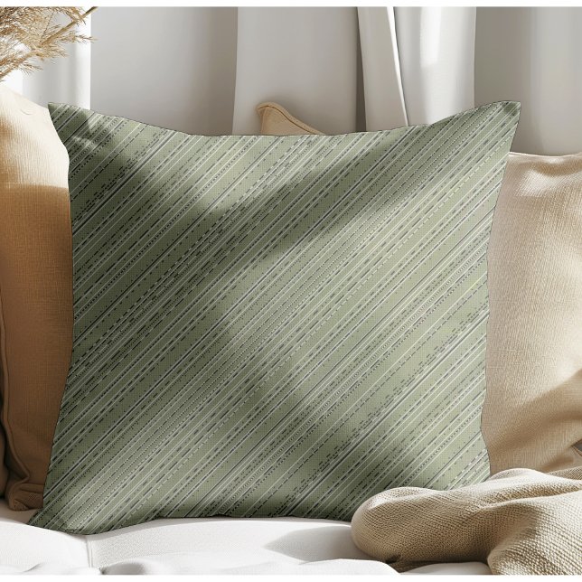Simple Modern Stripes and Lines Green Cushion (Creator Uploaded)