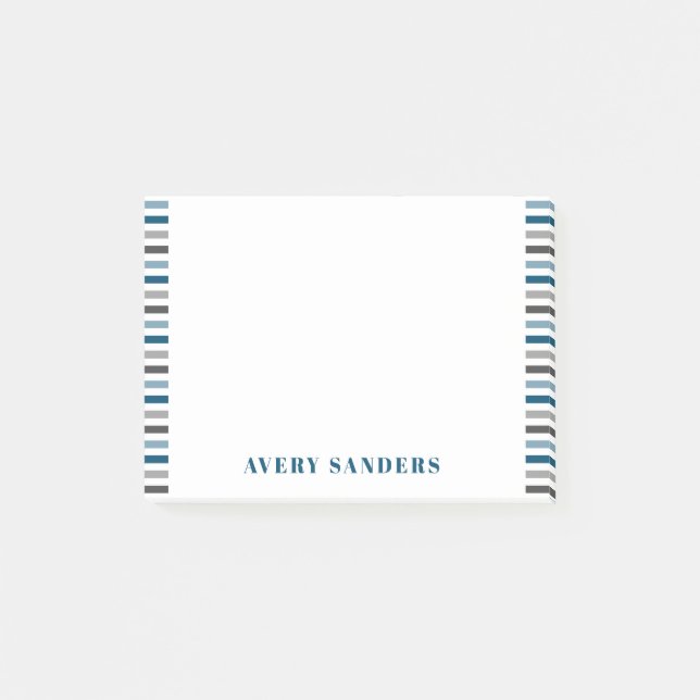 Simple Modern Stripes Blue and Grey Post-it Notes (Front)