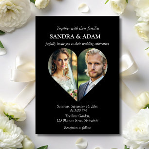 simple Modern Stylish heart Photo chic wedding  Invitation