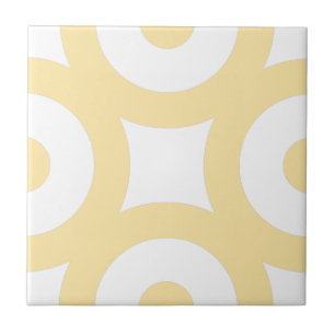 Simple Modern Stylish Light Yellow Circles White Ceramic Tile