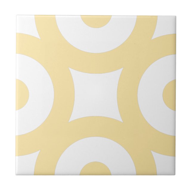 Simple Modern Stylish Light Yellow Circles White Ceramic Tile (Front)