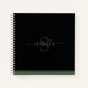 Simple Modern Stylish Monogrammed Evergreen Notebo Notebook