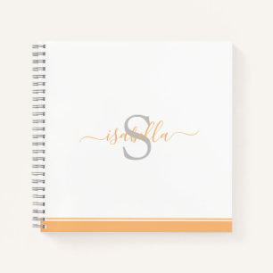 Simple Modern Stylish Monogrammed Peach Notebook