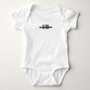 Simple Modern Sweden Swedish country Flag Souvenir Baby Bodysuit