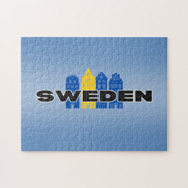 Simple Modern Sweden Swedish country Flag Souvenir Jigsaw Puzzle (Horizontal)