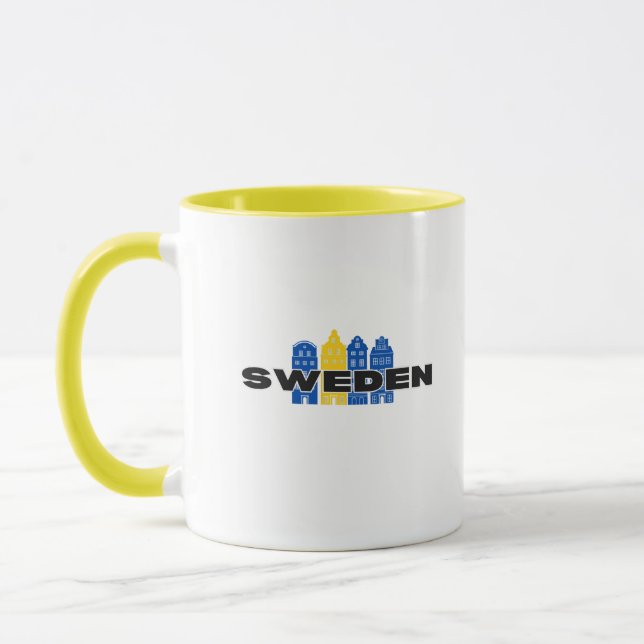Simple Modern Sweden Swedish country Flag Souvenir Mug (Left)