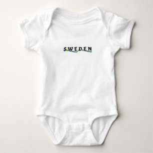 Simple Modern Sweden Swedish Flag Country Souvenir Baby Bodysuit