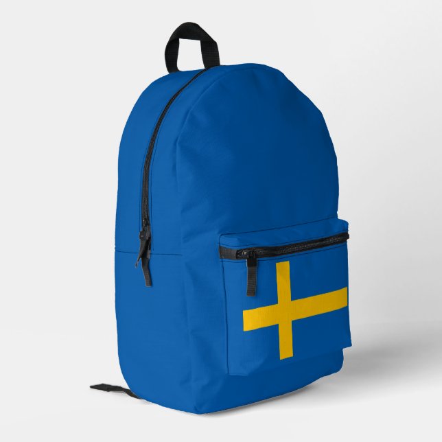 Simple Modern Sweden Swedish Flag Souvenir Printed Backpack (Back Corner Left)