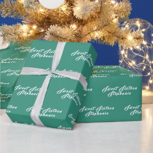 Simple Modern Sweet 16 Name Teal Sixteen Name Wrapping Paper