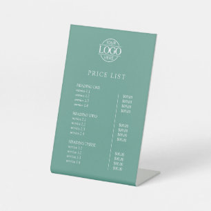 Simple Modern Teal Business Logo Menu Price List Pedestal Sign