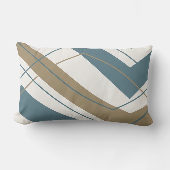 Simple Modern Teal Gold Lumbar Cushion (Front)