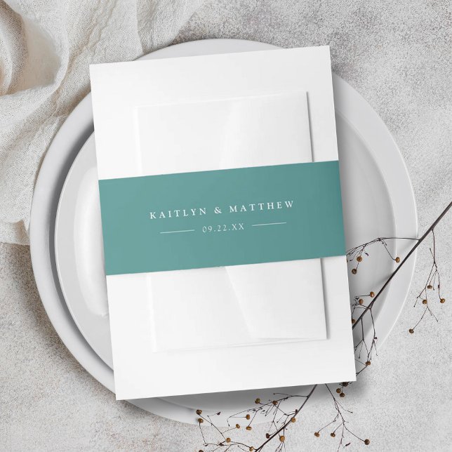 Simple Modern Teal Green Wedding Invitation Belly Band (Creator Uploaded)