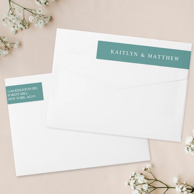 Simple Modern Teal Green Wedding Wrap Around Label (Creator Uploaded)