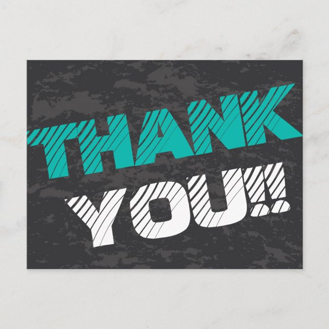 Simple Modern Teal Grey and Black Thank You Postcard (Front)