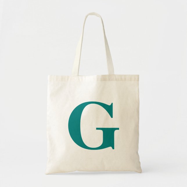 Simple Modern Teal Initial Tote Bag (Front)