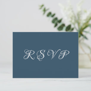 Simple Modern Teal & White Wedding RSVP Card