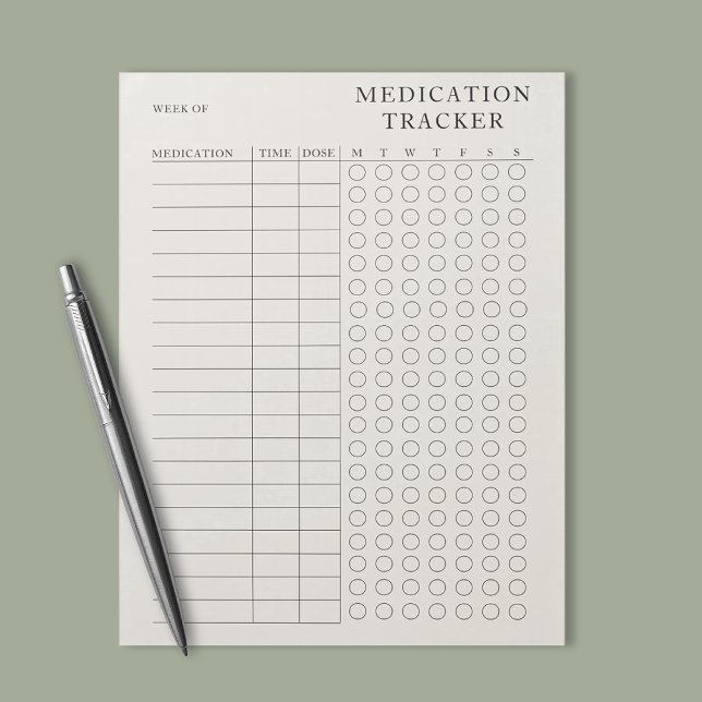Simple Modern Tearaway Weekly medication tracker Notepad (Creator Uploaded)