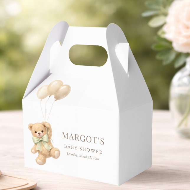 Simple Modern Teddy Bear Theme Baby Shower Favour Box (Creator Uploaded)
