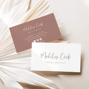 Simple Modern Terracotta Calligraphy Social Media Business Card