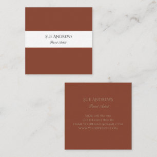 Simple Modern Terracotta Personalised Artist  Square Business Card
