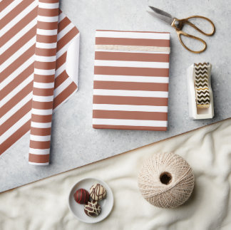 Simple Modern Terracotta Striped Minimalist Wrapping Paper