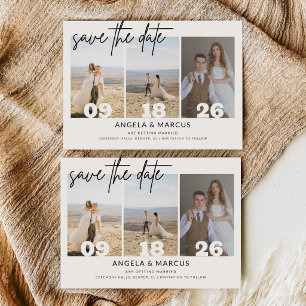 Simple Modern Text and Photo Horizontal Wedding Save The Date