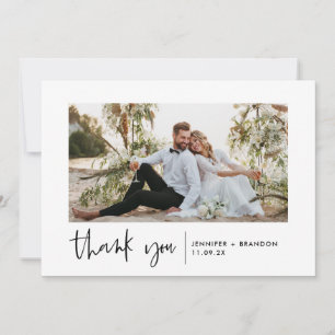 Simple Modern Thank you card   Photo Wedding